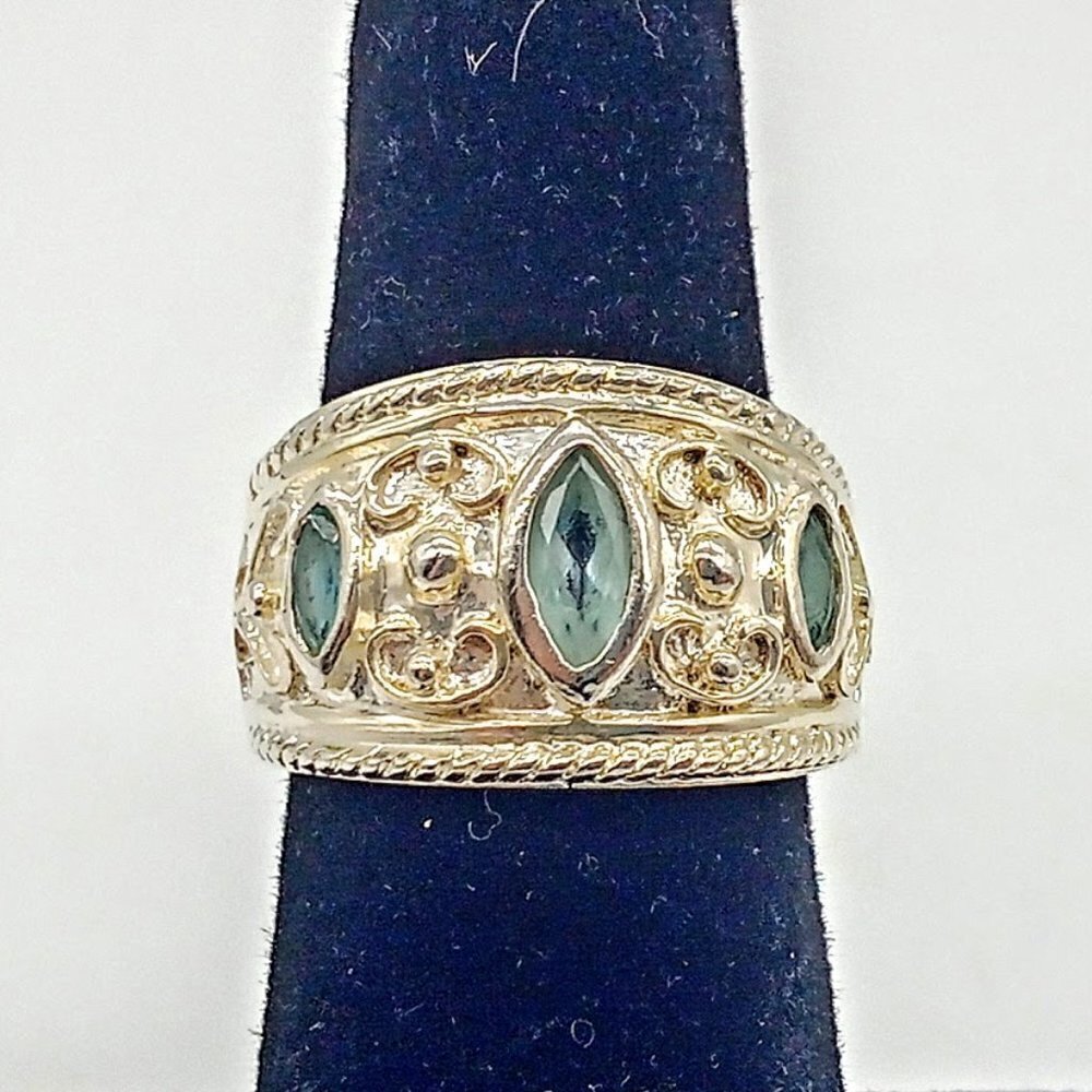 Aquamarine Blue 925 Sterling Silver Band Ring